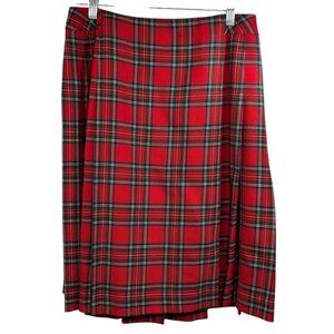 Pendelton Wool Skirt Womens 10 Knee Length Red Plaid Preppy Academia Holiday USA
